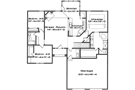Floor Plan - Main Floor for Ranch House Plan #6-157 - 3 bed, 2 bath