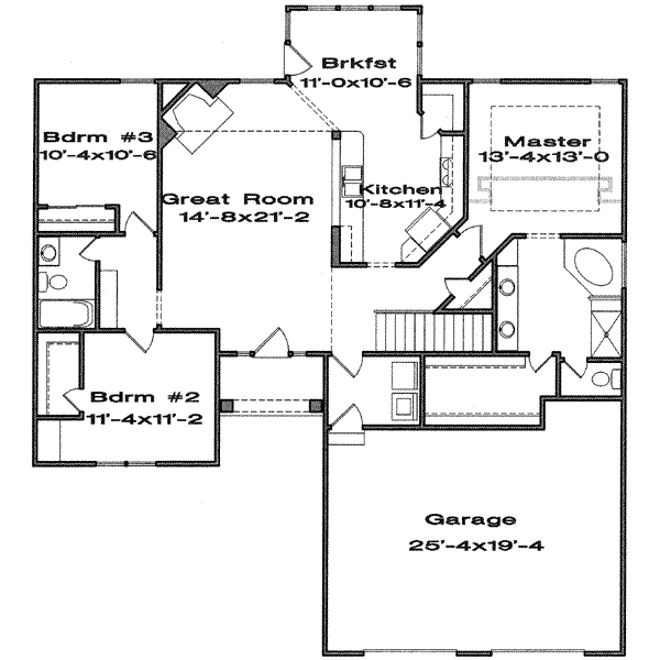 Ranch Floor Plan - Main Floor Plan #6-157