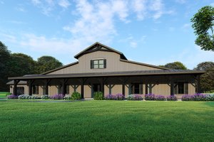 Exterior - Front Elevation 4 for Barndominium House Plan #923-114 - 5 bed, 3.5 bath