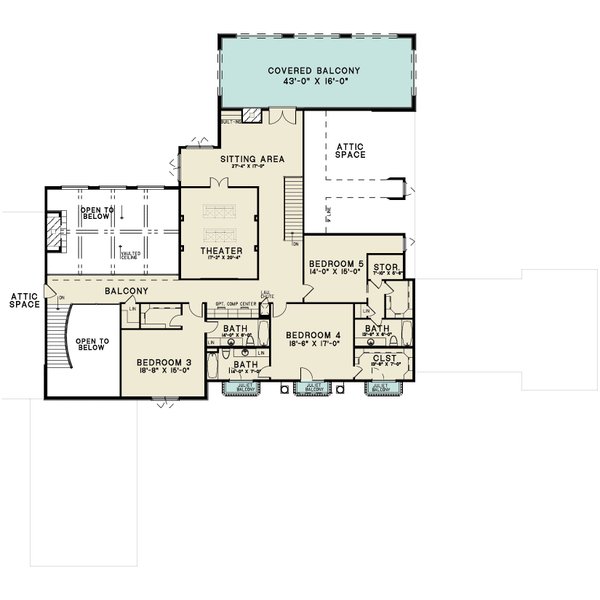 Mediterranean Floor Plan - Upper Floor Plan #923-378