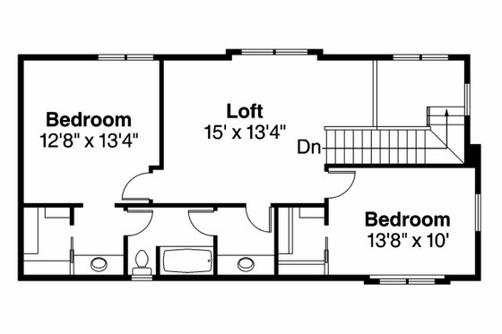 Floor Plan - Upper Floor for Mediterranean House Plan #124-903 - 3 bed, 3.5 bath