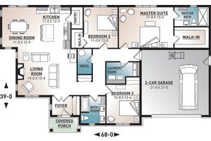 Floor Plan - Main Floor for Ranch House Plan #23-2658 - 3 bed, 2 bath