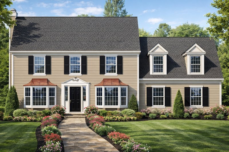 Exterior - Front Elevation 2 for Colonial House Plan #1053-13 - 4 bed, 2.5 bath