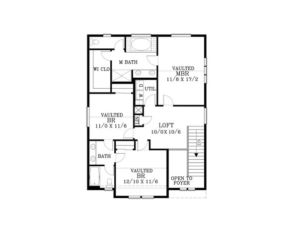 Craftsman Floor Plan - Upper Floor Plan #53-608