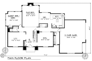 Floor Plan - Main Floor for Modern House Plan #70-475 - 3 bed, 3.5 bath