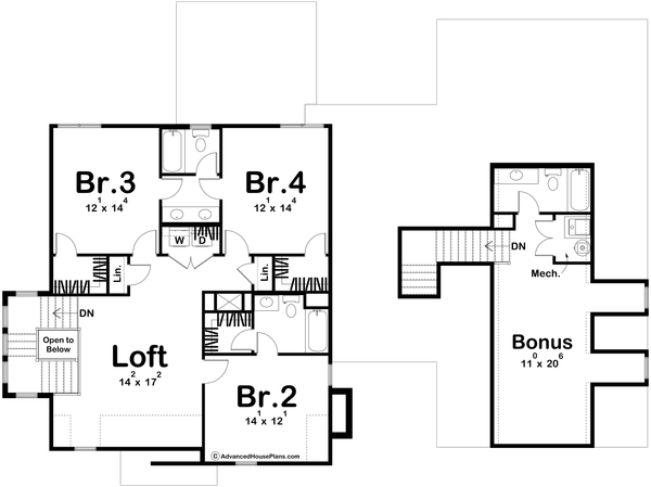 Modern Floor Plan - Upper Floor Plan #455-532