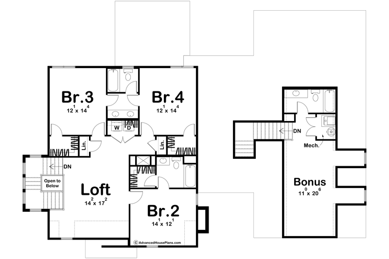 House Blueprint - Floor Plan - Upper Floor for Modern House Plan #455-532 - 4 bed, 4.5 bath