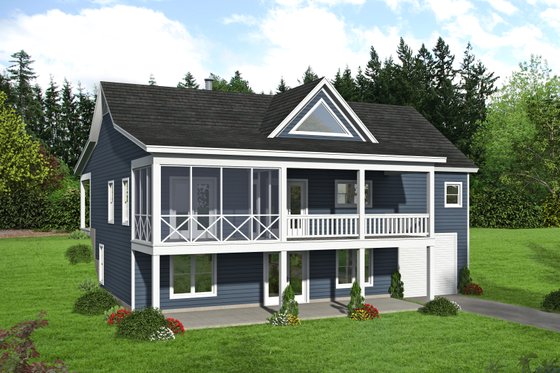 Exterior - Rear Elevation for Country House Plan #932-310 - 4 bed, 3 bath