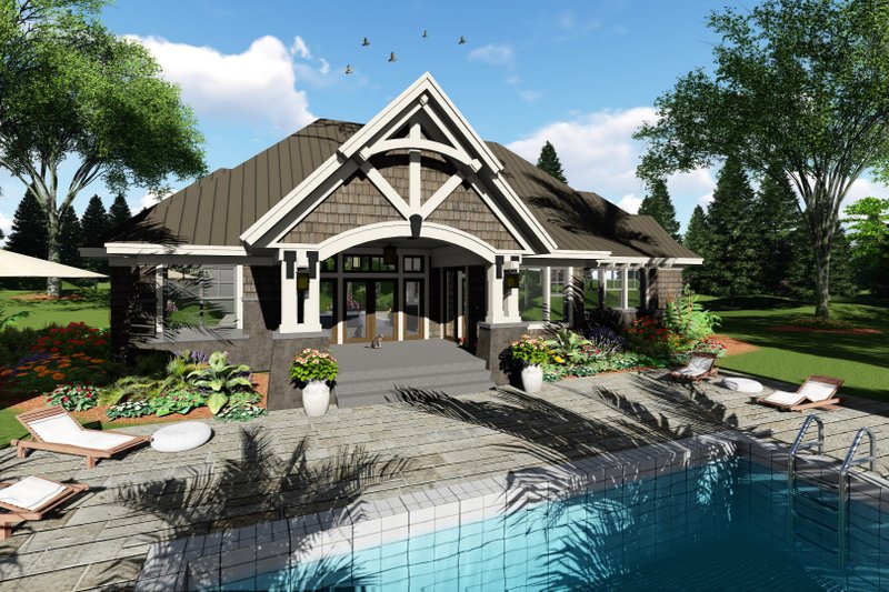 House Blueprint - Exterior - Rear Elevation for Craftsman House Plan #51-572 - 4 bed, 3 bath