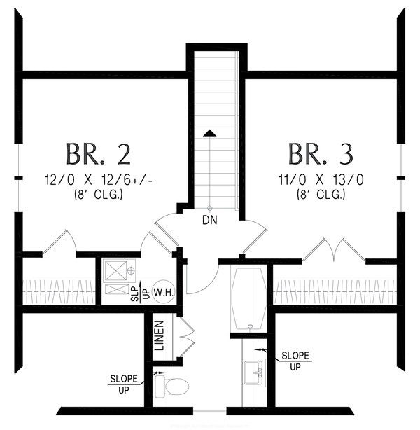 Architectural House Design - Floor Plan - Upper Floor for Farmhouse House Plan #48-1223 - 3 bed, 1.5 bath
