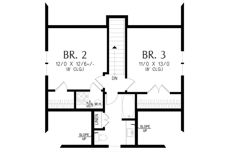 Architectural House Design - Floor Plan - Upper Floor for Farmhouse House Plan #48-1223 - 3 bed, 1.5 bath