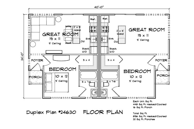 Architectural House Design - Floor Plan - Main Floor for Cottage House Plan #513-2423 - 1 bed, 1 bath