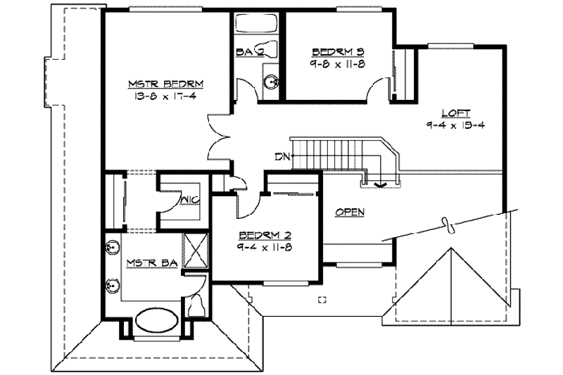 Dream House Plan - Floor Plan - Upper Floor for Craftsman House Plan #132-108 - 3 bed, 2.5 bath