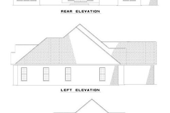 Exterior - Rear Elevation for European House Plan #17-1108 - 4 bed, 2 bath