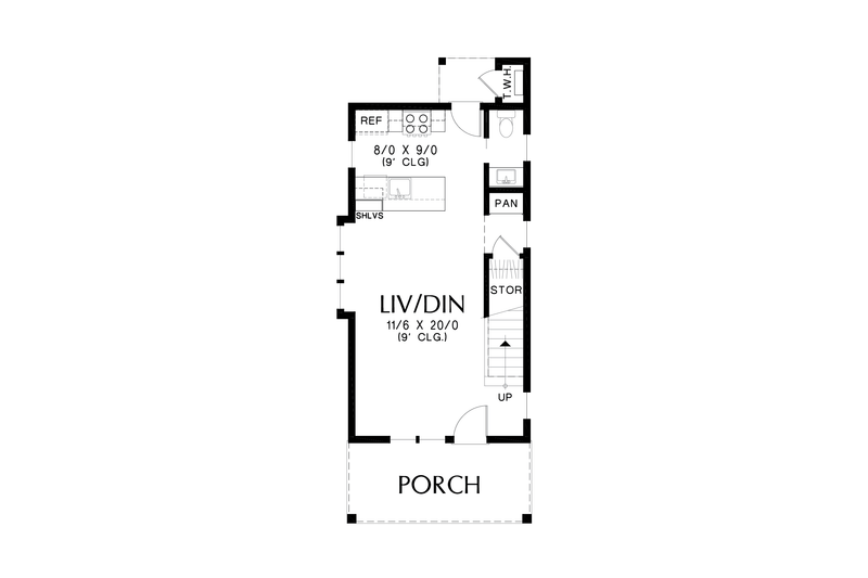 House Plan Design - Floor Plan - Main Floor for Contemporary House Plan #48-1038 - 2 bed, 1.5 bath
