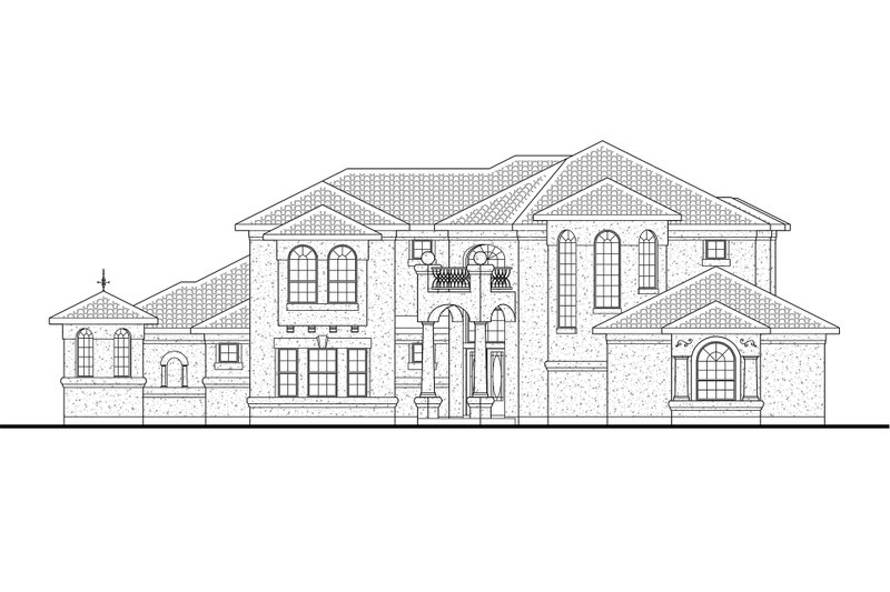 Home Plan - Exterior - Front Elevation 3 for Mediterranean House Plan #80-127 - 4 bed, 3 bath