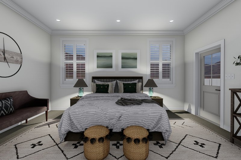 Architectural House Design - Interior - Master Bedroom 1 for Craftsman House Plan #1060-237 - 2 bed, 3 bath