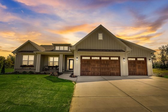 3 Car Garage House Plan with Flex Room