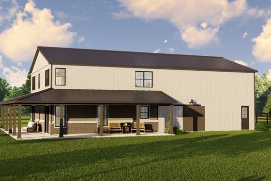 Exterior - Rear Elevation for Barndominium House Plan #1064-207 - 3 bed, 3.5 bath
