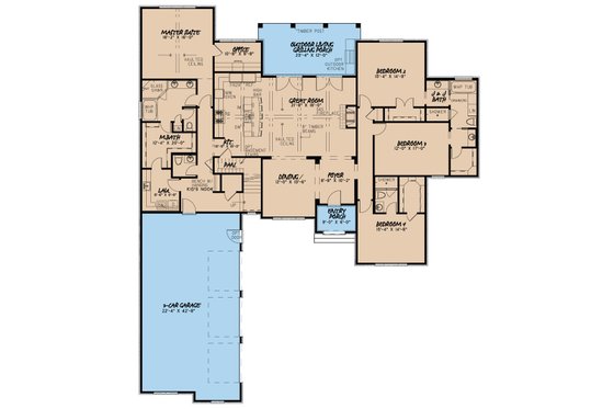 Floor Plan - Main Floor for European House Plan #17-3379 - 4 bed, 3.5 bath