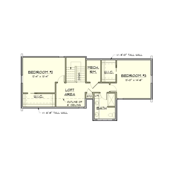 Dream House Plan - Floor Plan - Upper Floor for Farmhouse House Plan #1121-1 - 3 bed, 2.5 bath