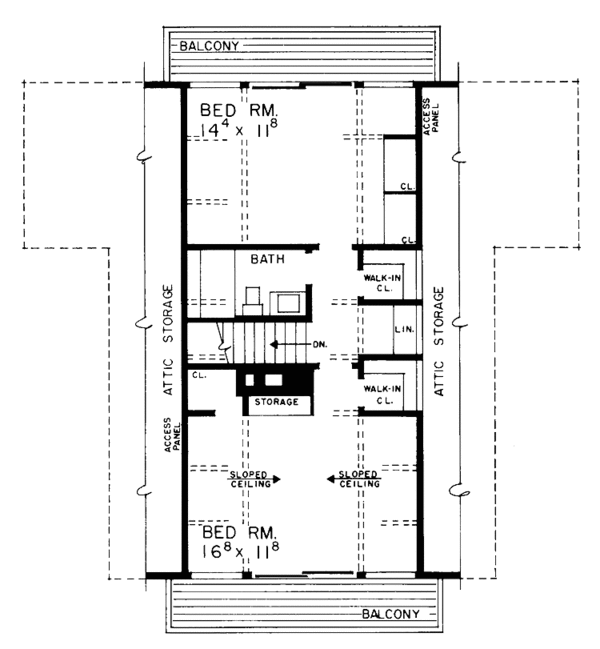 House Blueprint - Contemporary Floor Plan - Upper Floor Plan #72-532