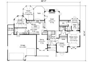 Floor Plan - Main Floor for Traditional House Plan #51-184 - 4 bed, 3.5 bath