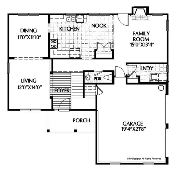 House Plan Design - Colonial Floor Plan - Main Floor Plan #999-86