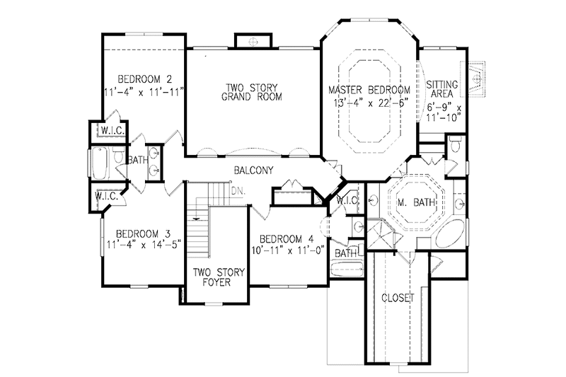 Home Plan - Floor Plan - Upper Floor for Traditional House Plan #54-324 - 5 bed, 4 bath
