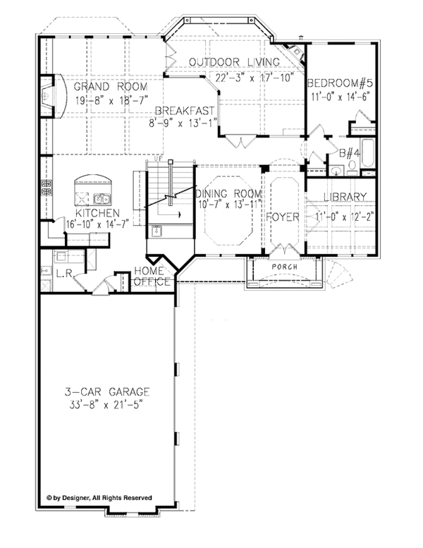 Dream House Plan - Traditional Floor Plan - Main Floor Plan #54-318