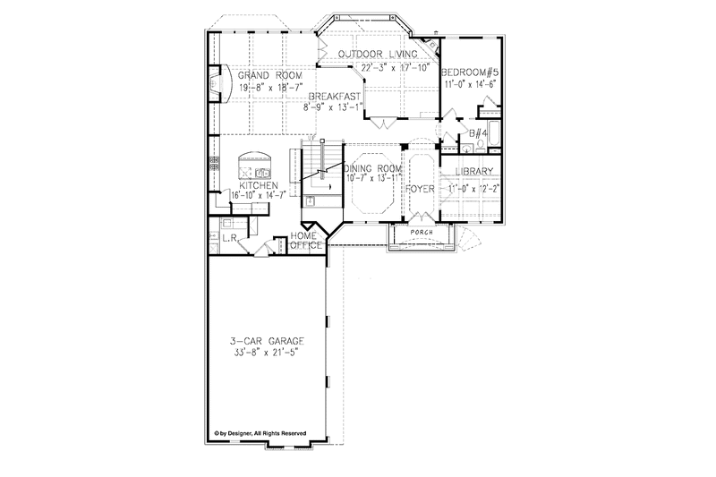 House Blueprint - Floor Plan - Main Floor for Traditional House Plan #54-318 - 5 bed, 4 bath