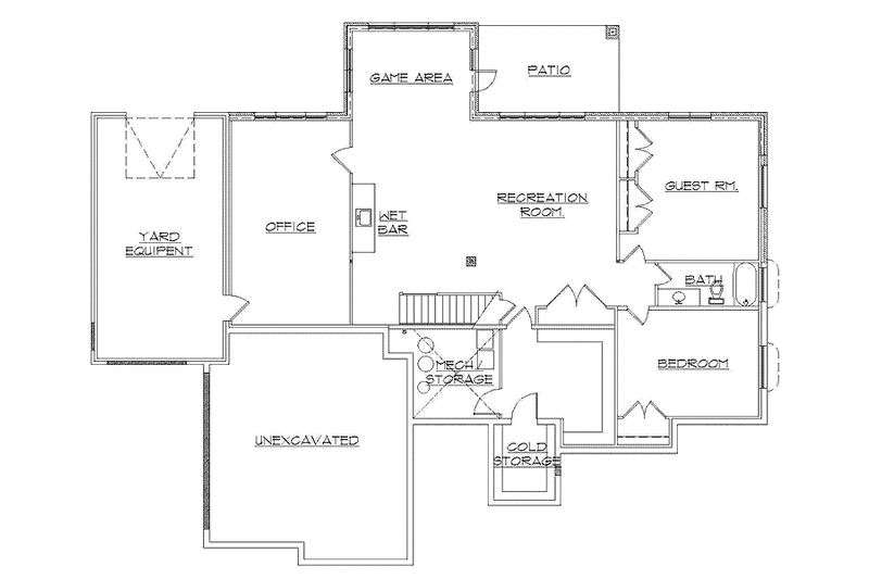 Home Plan - Floor Plan - Lower Floor for European House Plan #945-124 - 2 bed, 2.5 bath
