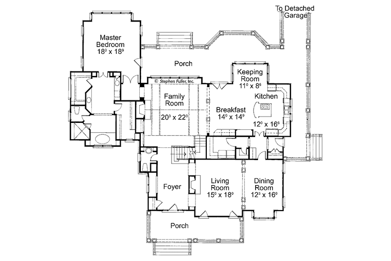 Home Plan - Floor Plan - Main Floor for Country House Plan #429-429 - 4 bed, 3.5 bath