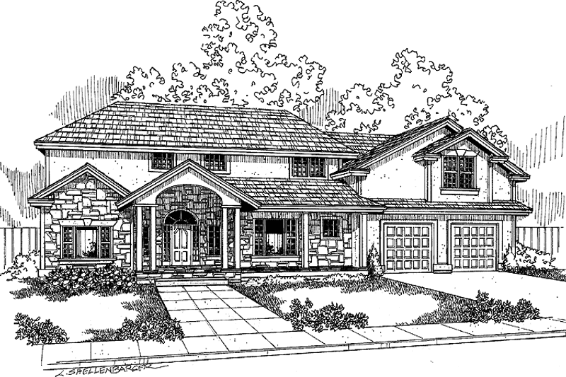 Home Plan - Exterior - Front Elevation 3 for Country House Plan #60-831 - 5 bed, 2.5 bath