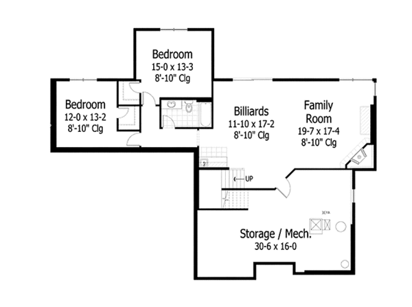 Architectural House Design - Ranch Floor Plan - Lower Floor Plan #51-1116