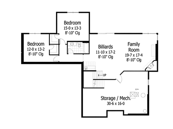 House Plan Design - Ranch Floor Plan - Lower Floor Plan #51-1116