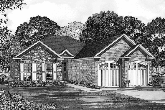 Exterior - Front Elevation 3 for Traditional House Plan #17-2736 - 2 bed, 2 bath