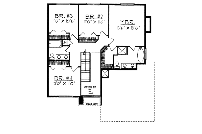 Architectural House Design - Floor Plan - Upper Floor for Traditional House Plan #70-1321 - 4 bed, 2.5 bath