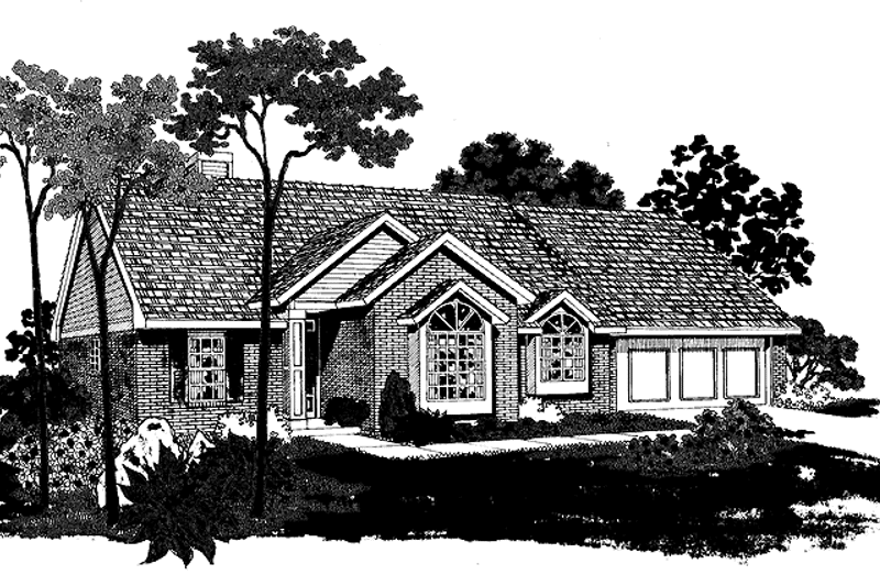 Dream House Plan - Exterior - Front Elevation 3 for Ranch House Plan #310-1185 - 3 bed, 2 bath