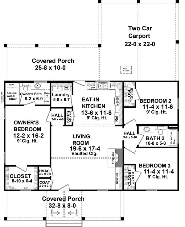 House Blueprint - Craftsman Floor Plan - Main Floor Plan #21-517