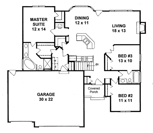 Architectural House Design - Traditional Floor Plan - Main Floor Plan #58-230