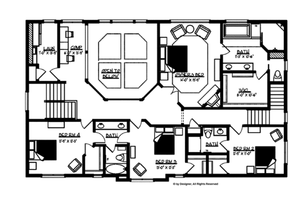Architectural House Design - Traditional Floor Plan - Upper Floor Plan #320-990