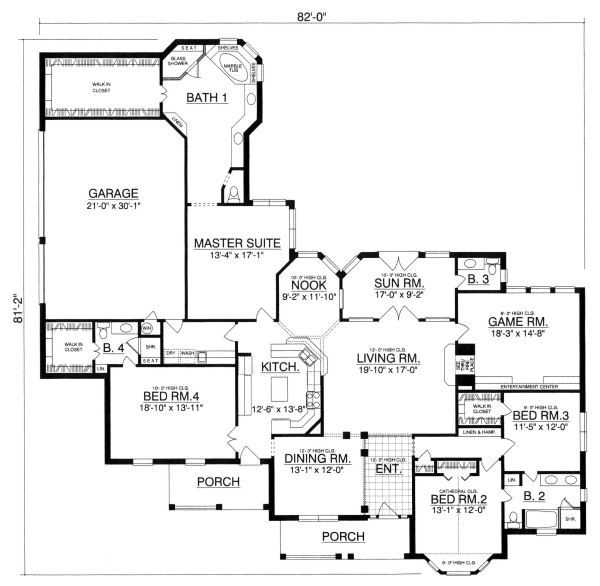 Country Floor Plan - Main Floor Plan #40-398