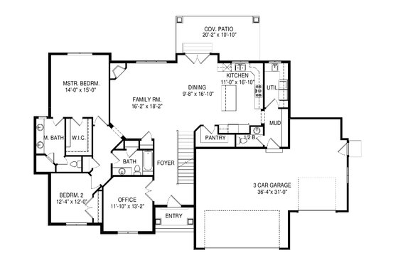 Floor Plan - Main Floor for Ranch House Plan #920-97 - 6 bed, 4.5 bath