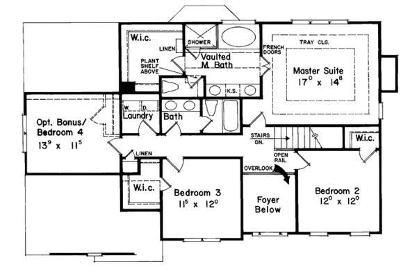 House Design - Colonial Floor Plan - Upper Floor Plan #927-48