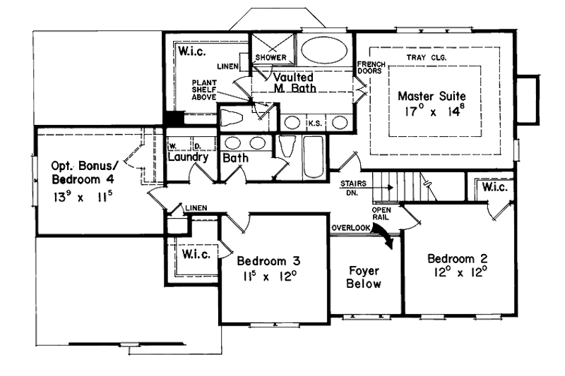 House Blueprint - Floor Plan - Upper Floor for Colonial House Plan #927-48 - 4 bed, 3 bath