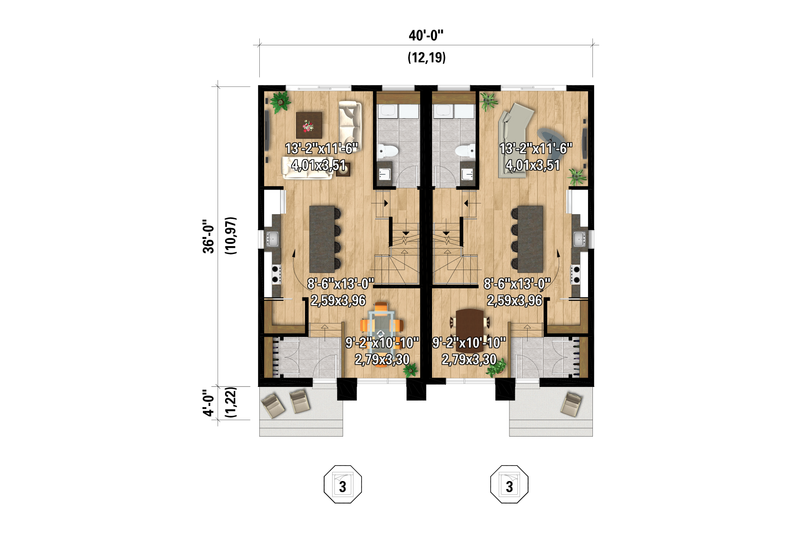 Architectural House Design - Floor Plan - Main Floor for European House Plan #25-5019 - 6 bed, 2 bath