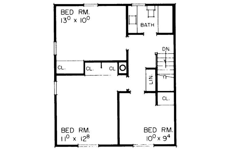 Home Plan - Floor Plan - Upper Floor for Country House Plan #72-510 - 3 bed, 1.5 bath