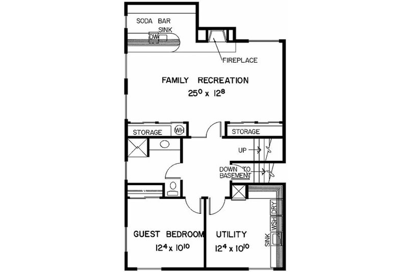 House Design - Floor Plan - Lower Floor for Prairie House Plan #60-1039 - 4 bed, 3 bath