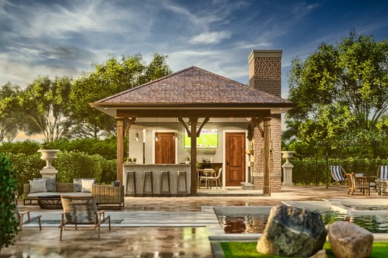 Exterior - Front Elevation 4 for Craftsman House Plan #54-584, 1 bath